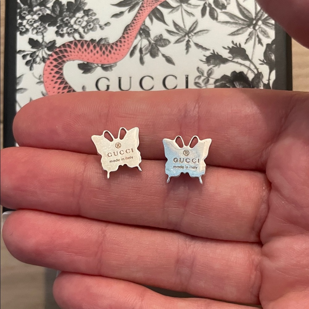 Gucci Silver Butterfly Studs